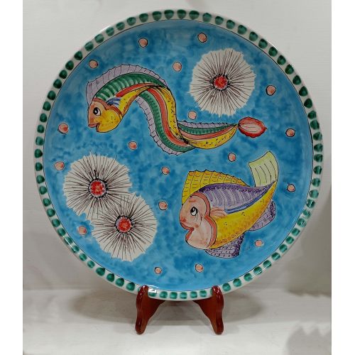 Tasse lisse, assiette creuse, bol, saladier. Ligne Pesci. Céramique de Vietri peinte à la main.