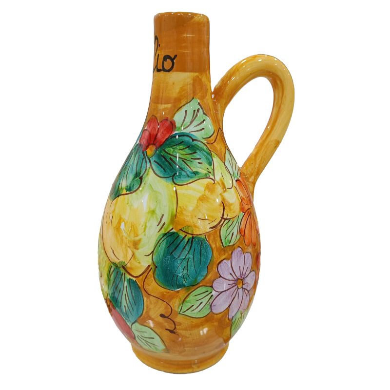 Cruet Vinegar oil bottle Lemons and Flowers...