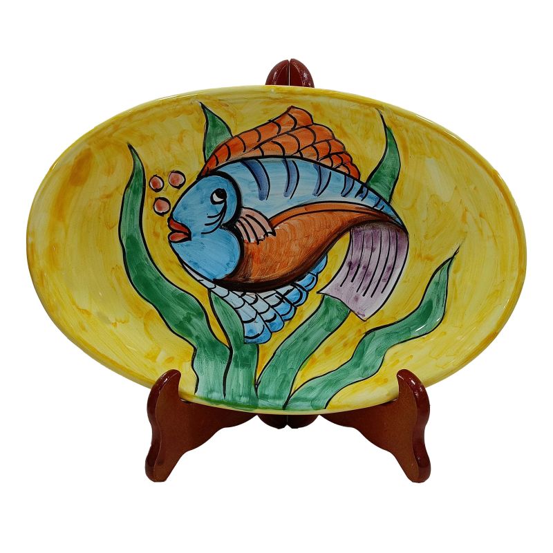 Pez de línea ovalada. Servir platos en ceramica vietrese