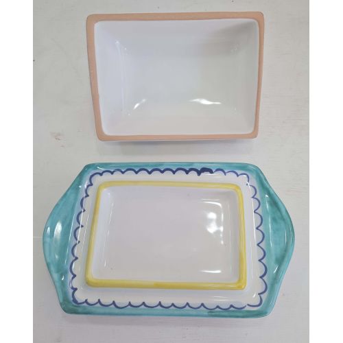 Bandeja para Mantequilla/Quesos. Línea Barroco. Cerámica de Vietri. Pintada a mano.