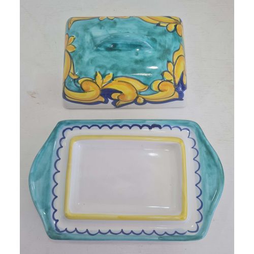 Plateau Beurre/Fromage Ligne Baroque. Céramique Vietri peinte à la main.