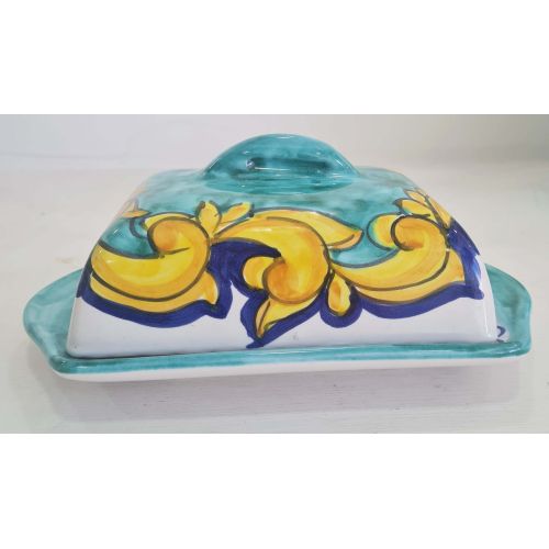 Plateau Beurre/Fromage Ligne Baroque. Céramique Vietri peinte à la main.