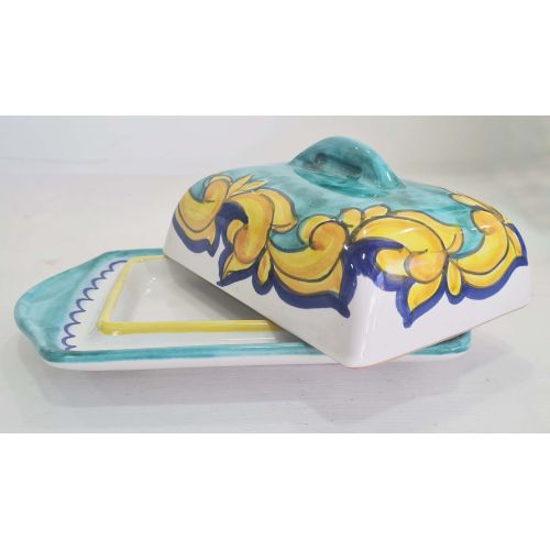 Bandeja Mantequilla/Queso Línea Barroca. Cerámica de Vietri pintada a mano.