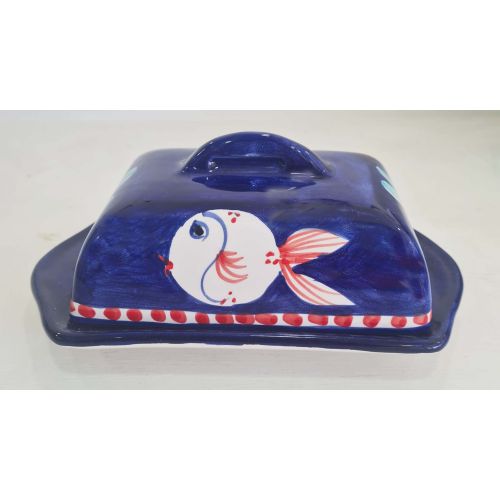 Vassoio burro/Formaggi Linea Animaletti. Ceramica di Vietri dipinta a mano.