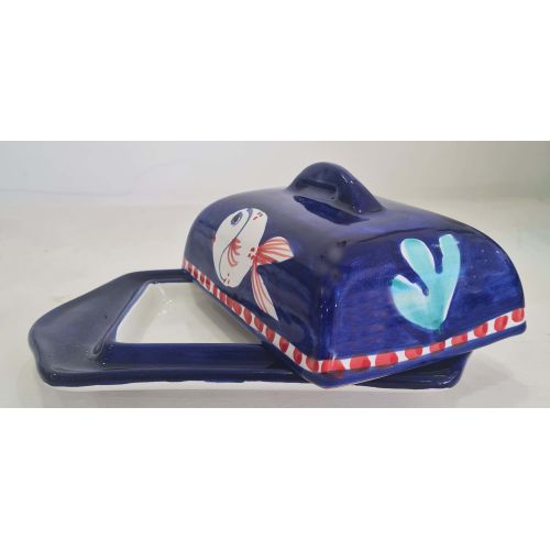 Plateau Beurre/Fromage Ligne Animale. Céramique Vietri peinte à la main.