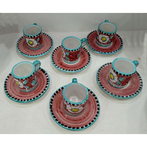 Set of coffee cups and saucers. Flowers line. Positano.... 2