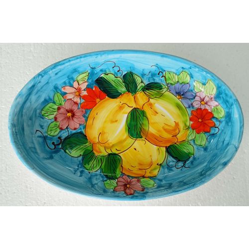 Oval bowl platter. Serving dish. Flowers & Lemons line. Vietri ceramics. Hand-painted.