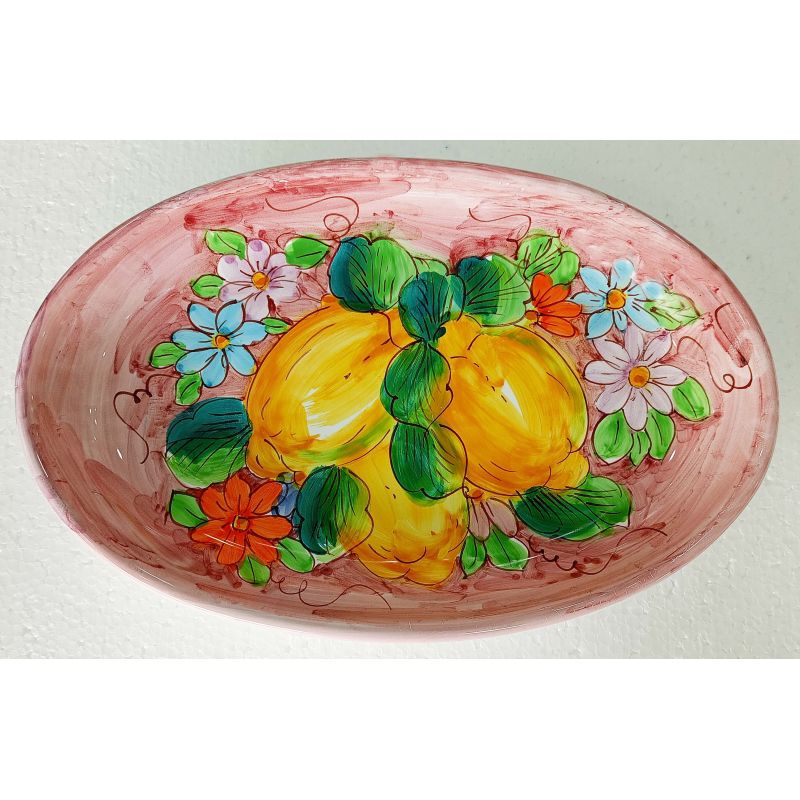 Oval tray plate Flowers and Lemons Line Serving plates in Vietri ceramic
