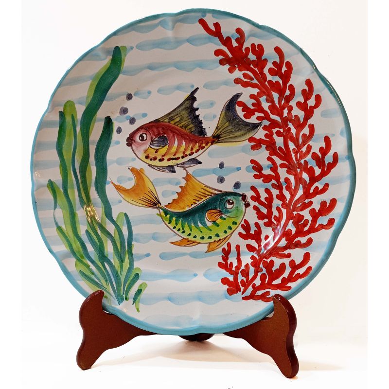 Assiette. Ligne Poissons. Corail. Céramique de...