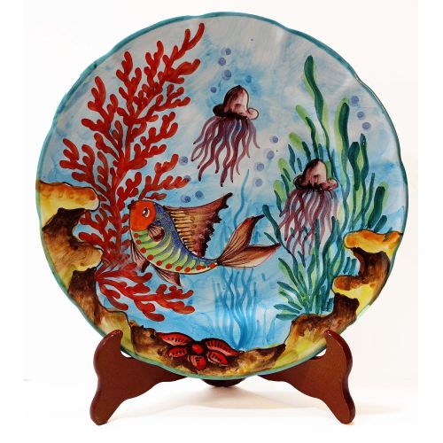 Dish, plate Sea line. handpainted in Vietri ceramic... 2