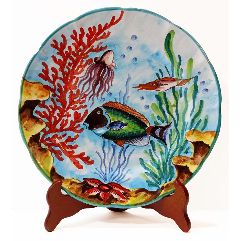 Plato. Línea Peces. Cerámica de Vietri. Pintado...