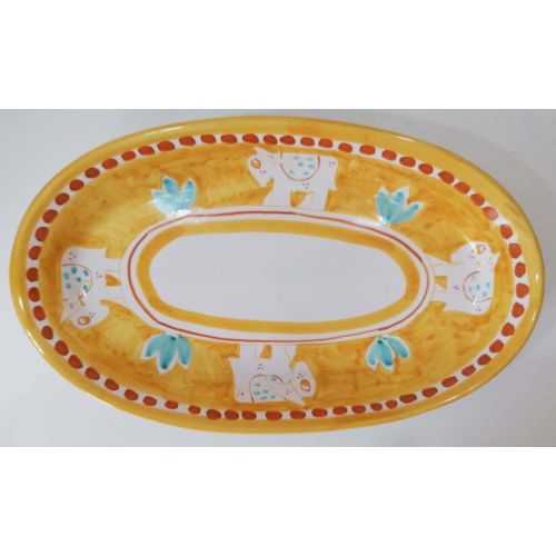Piatto vassoio ovale ovalina a coppa. Piatto da portata. linea Animaletti. Ceramica di Vietri. Dipinto a mano